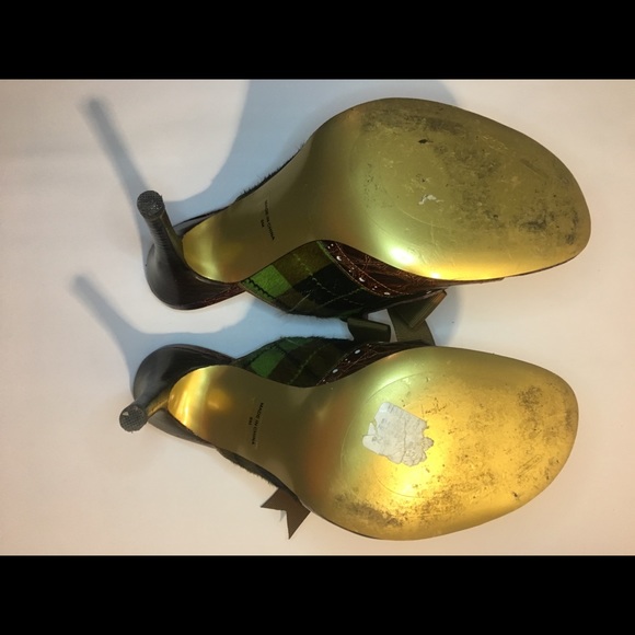 Hale Bob Brown Leather Plaid Heels- Used - Picture 5 of 6